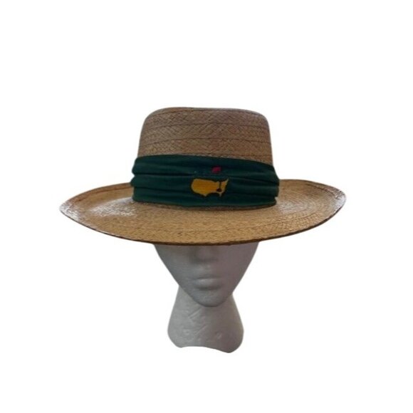 Masters Biltmore S/M Straw Hat With Green Band & Embroidered Logo - Picture 1 of 6